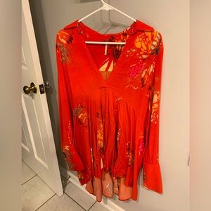 Red Free People Flowing tunic top